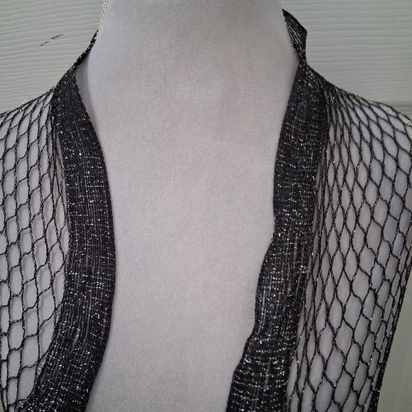 Black Fishnet Scarf With Fringe - Picture 2 of 5